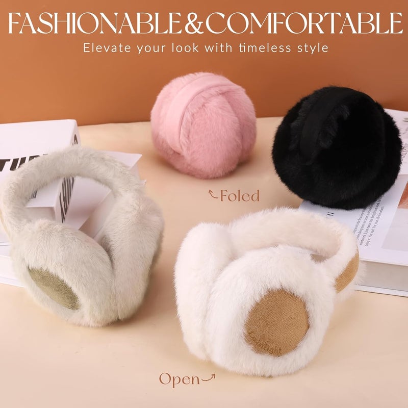 Lainlight Store Ear Muffs for Winter Women Faux Fur Warm Earmuffs Foldable Cute Fuzzy Ear Warmers - Image 4